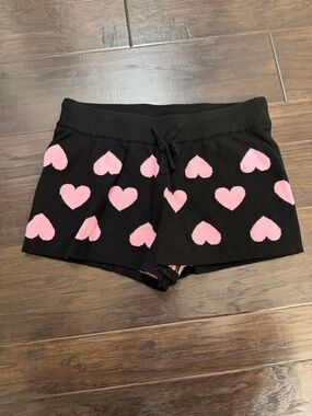 Beach Riot Black Shorts with Pink Heart Pattern
